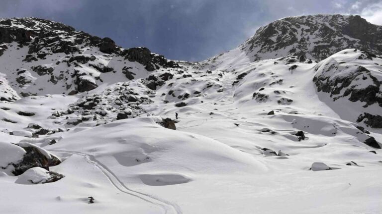 Abfahrt vom Piz Mandra auf 2750m